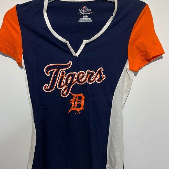Majestic Fan Fashion Womens Multicolor Detroit Tigers Short Sleeve T-Shirt Small - Picture 1 of 8